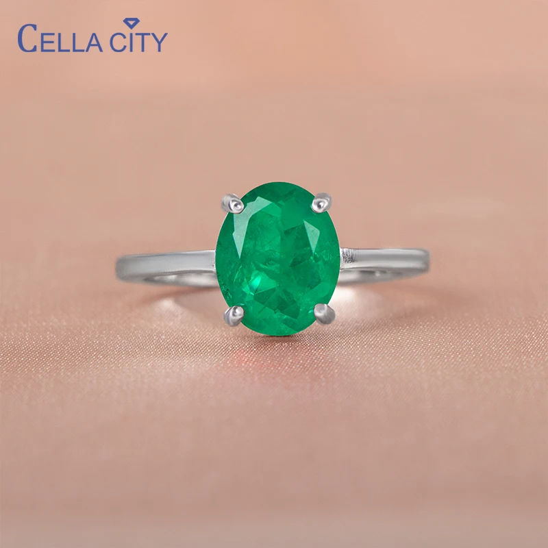 

Cellacity Luxury 925 Sterling Silver emerald Ring for Women with oval Tourmaline Gemstone Rings 2021 Trend Female Love Jewelry