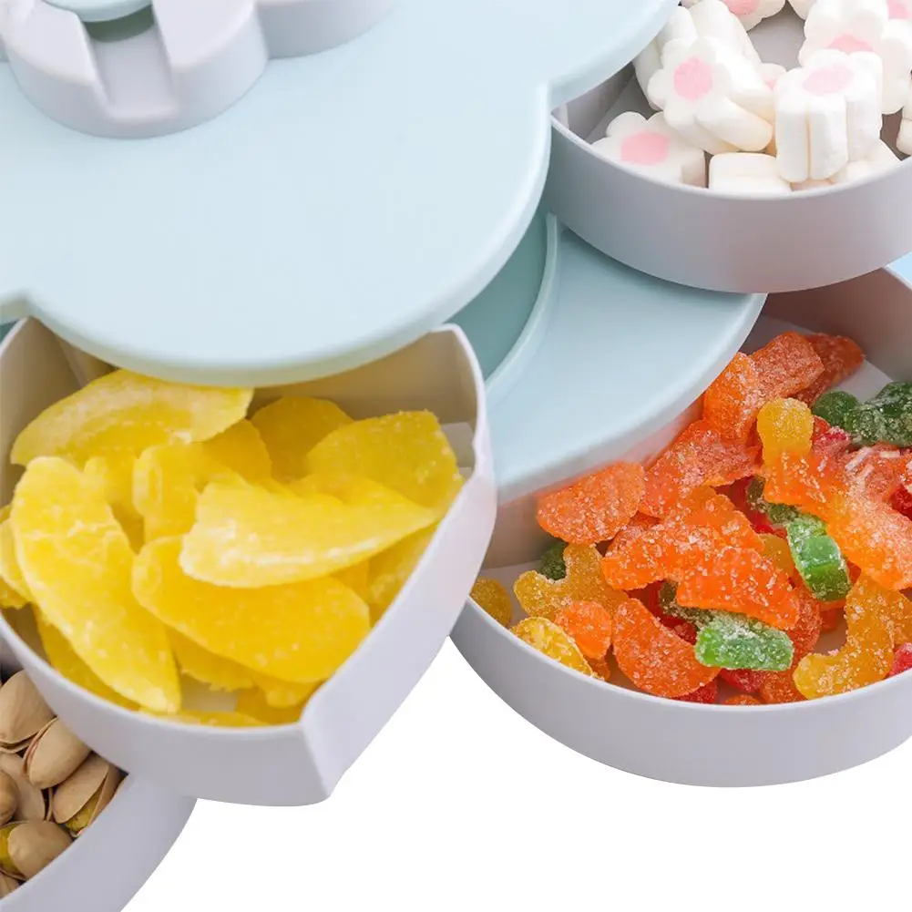 Милый многосекционный поднос для закусок с вращающимися цветочными лепестками