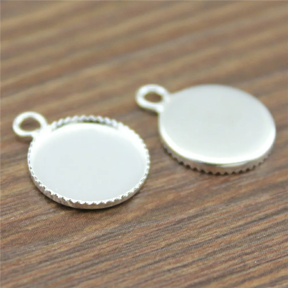 

20pcs Fit 12mm 14mm Glass Cabochon Shiny Silver Color Cabochon Base Settings Copper Material Cabochon Cameo Base Setting