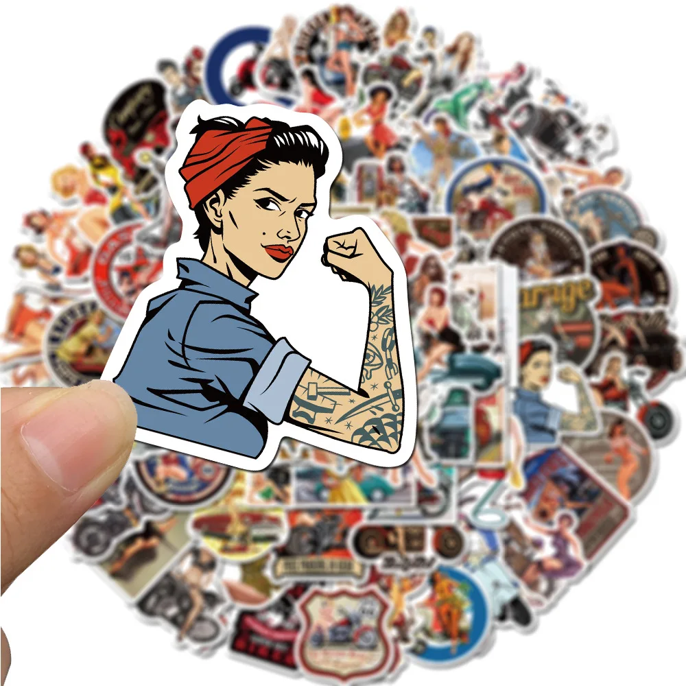 1050100pcs classic retro girl stickers motorcycle laptop guitar luggage waterproof graffiti sticker decal kid classic toys free global shipping