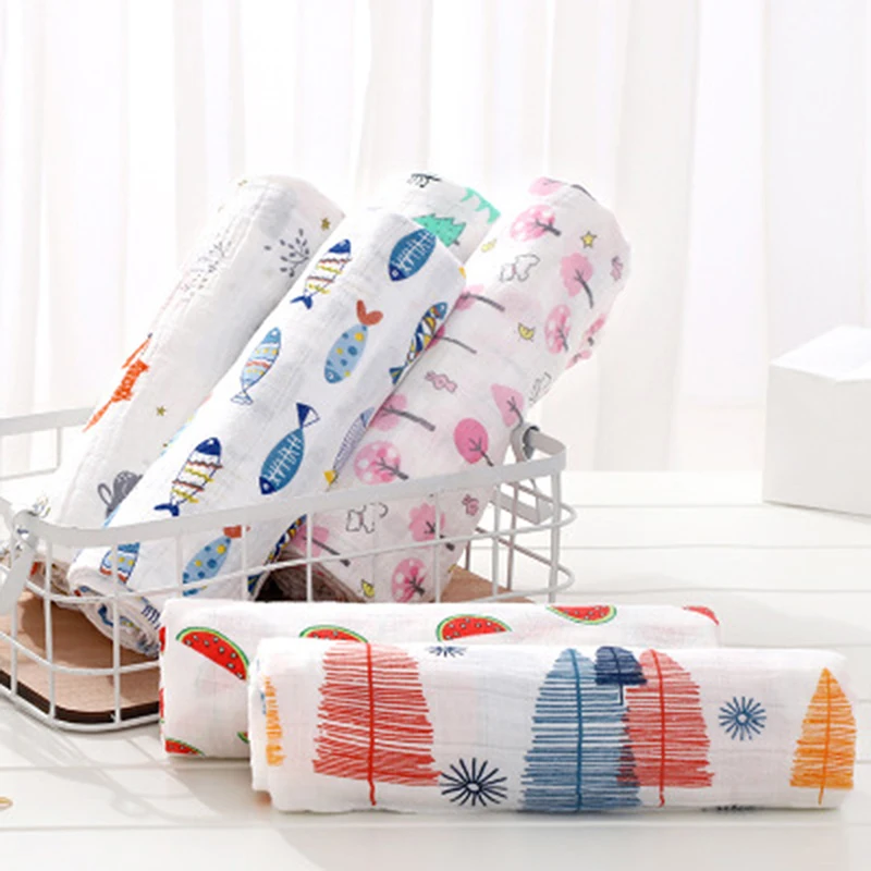 

1Pc Muslin 100% Cotton Baby Swaddles Soft Newborn Blankets Bath Gauze Infant Wrap Sleepsack Stroller Cover Play Mat Baby Deken