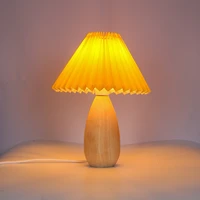 pleated lamp decorative table lamp bedroom bedside lamp wooden table lamp net red ins homestay atmosphere creative nordic