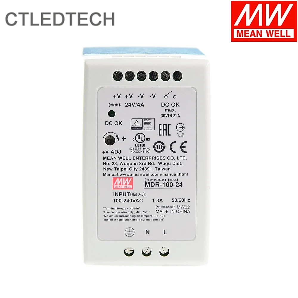 Mean Well MDR-100-12 12 В 24 в 48 100 Вт импульсный источник питания на DIN-рейке маленького