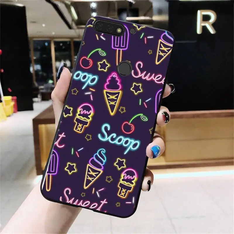 Чехол Babaite с мороженым черный мягкий чехол для телефона Huawei Honor 8X 9 10 20 Lite 7A 7C Honor10i 9X