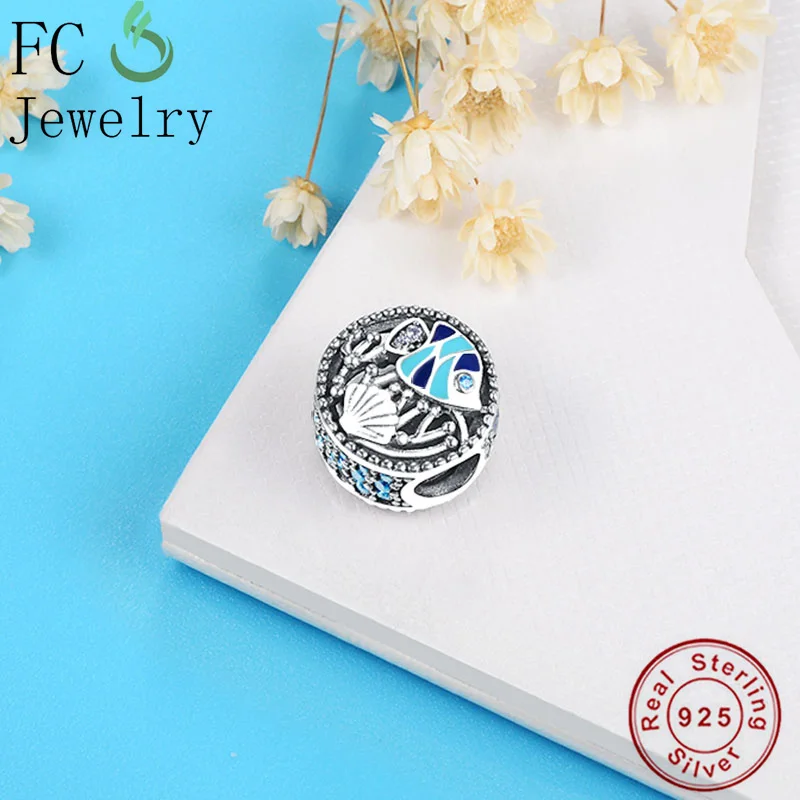 FC Jewelry Fit Original Brand Charm Bracelet 925 Sterling Silver Ocean Life Fish Mix Enamel Sea Shell Beads Berloque Gift DIY | Украшения и