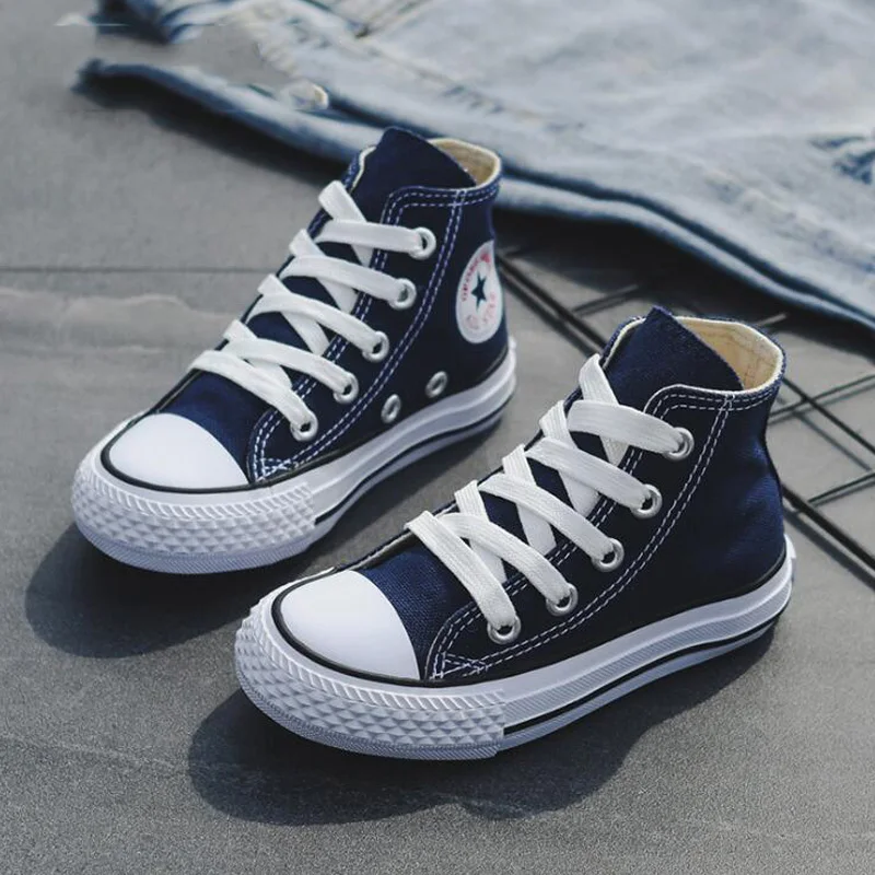 

Children's High-top Canvas Shoes Girls School Footwear Boys Fashion Candy Color Sneakers Spring Autumn Outside Travel Canvas