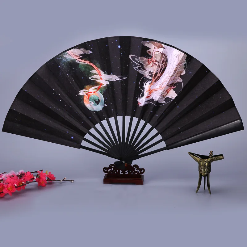 Ancient Style Series Folding Hand Held Fan Female Dance Hanfu Costume With Nine Tailed Fox Chinese Straight | Дом и сад