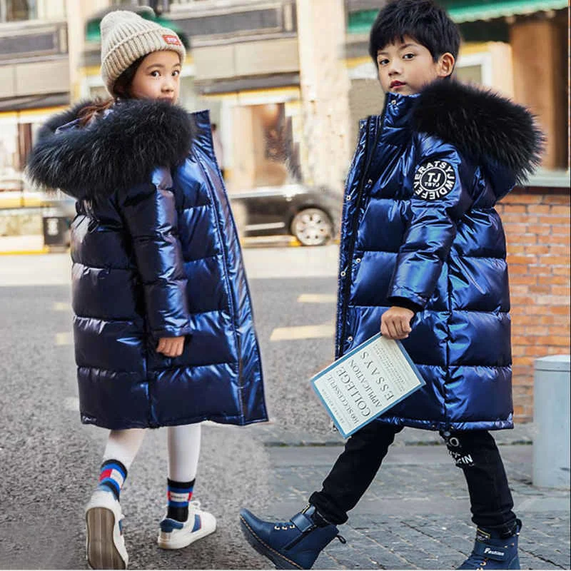 

Kids Winter School Girls Children Clothing Boys Long Jacket Baby Girl Clothes Faux Fur Collar Coat Snowsuit Outerwear Coat Parka