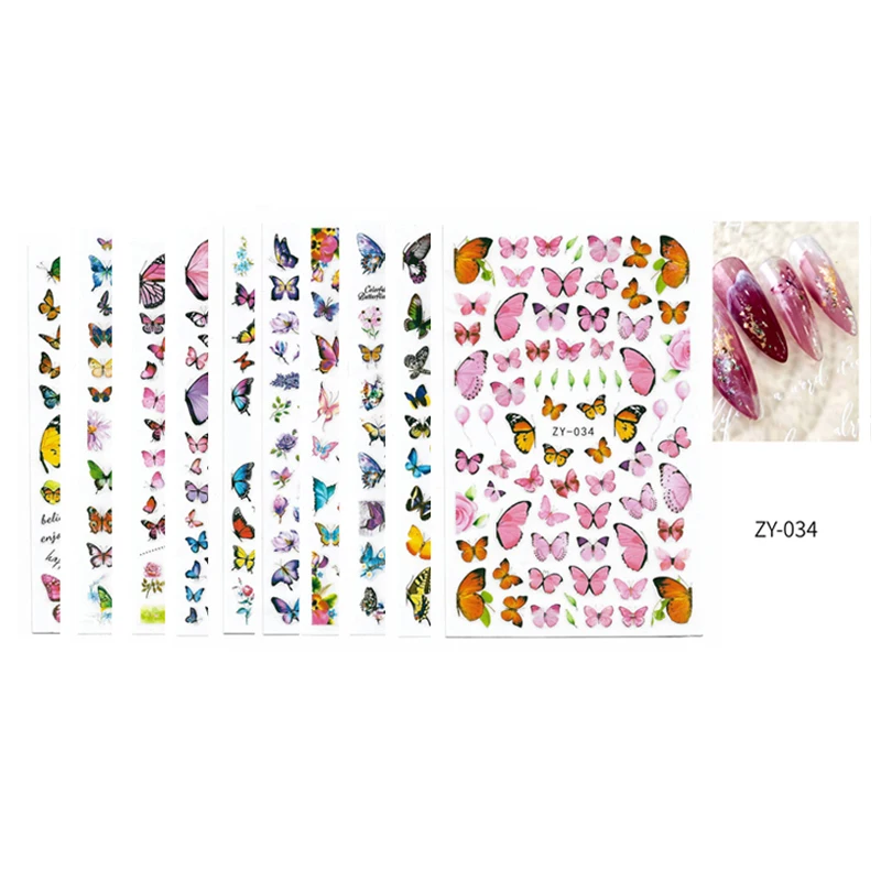 

10PCS New Year's New Colorful Butterfly Nail Sticker 10 Art Butterfly Nail Decoration Sticker Adhesive Self-adhesive Flower Stic