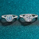 Женское кольцо из серебра 100% пробы, с муассанитом, 1 карат