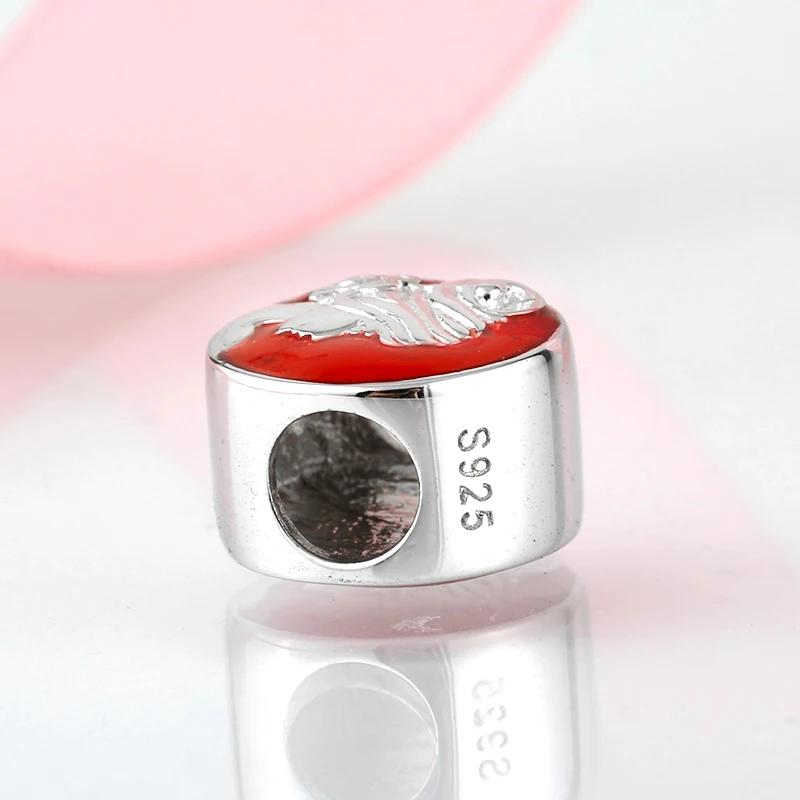 925 пробы серебряный красный эмаль красивая девушка голова портрет Круглый сделай