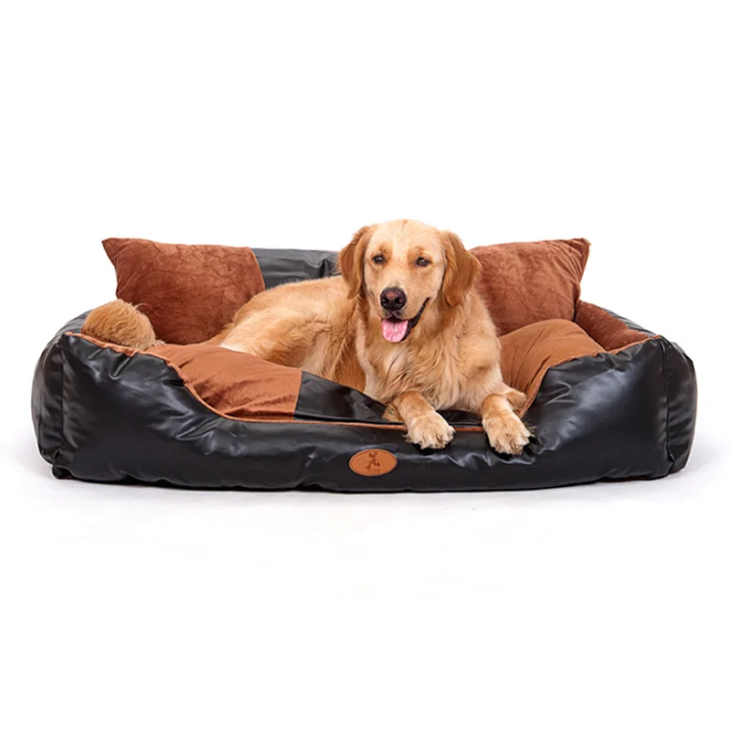 

Pet Dog Bed Pet Supplies Kennel Removable and Washable Large Dog Golden Dog Bed Large PU Leather Pet Bed