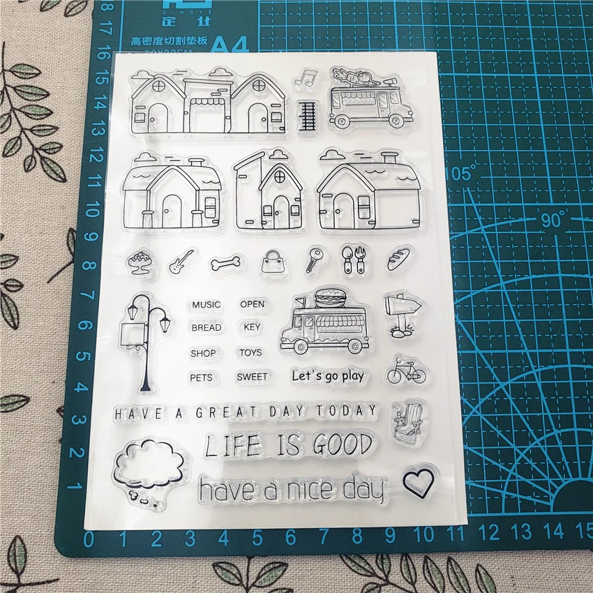 Прозрачный штамп с алфавитом в виде домов силиконовый валик для запечатывания