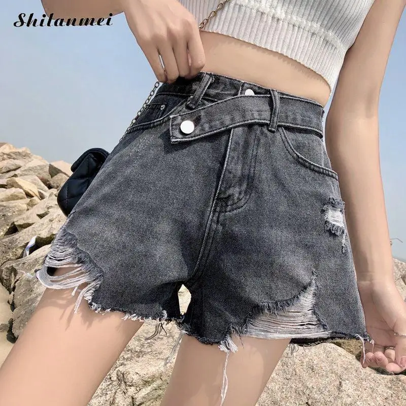 

2020 New Fashion Short Jeans Women Summer Ripped Hole Denim Shorts Women High Waist Denim Casual Shorts Sexy Push Up Hot Shorts