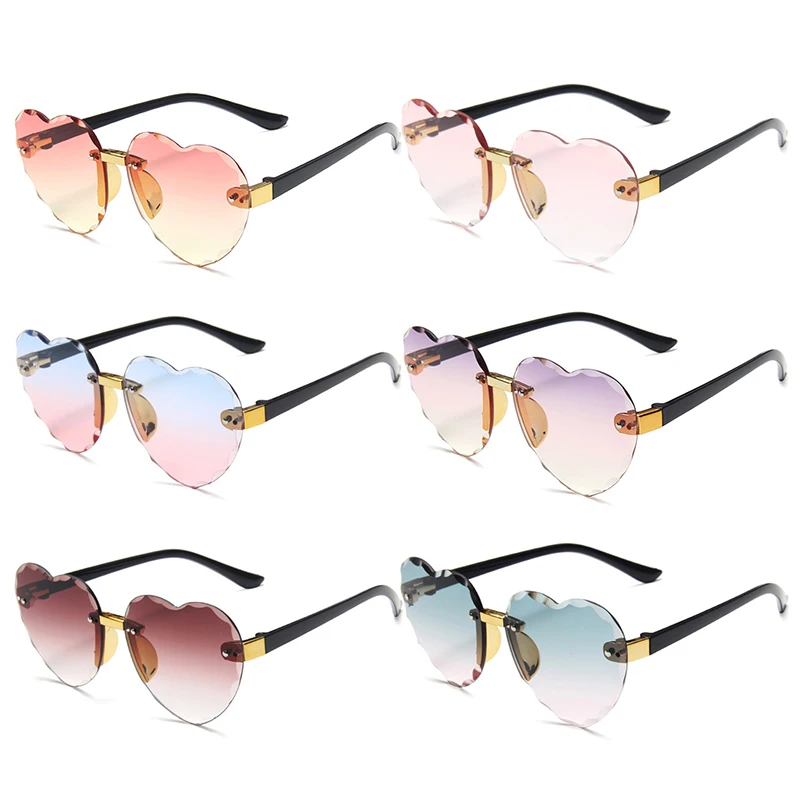 Kids Sunglasses Children Retro Cute Pink Cartoon Heart Sun Glasses Frame Girls Boys Baby Sunglasses UV400 Eyewear