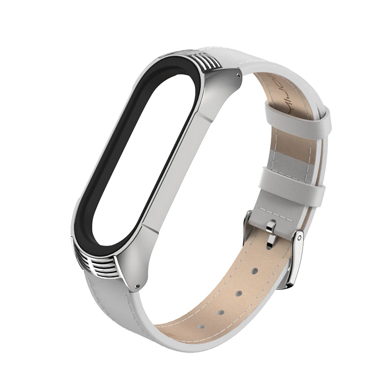 white Mi Band 4 ремешок из натуральной кожи для Xiaomi mi Band 3 браслет mi band 4 3 браслеты стиль ремешок mi jobs дизайн - Цвет: white