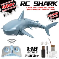 hot rc simulation shark toys 2 4g 4ch waterproof electric remote control shark boat swimming pool bathroom children toys gift