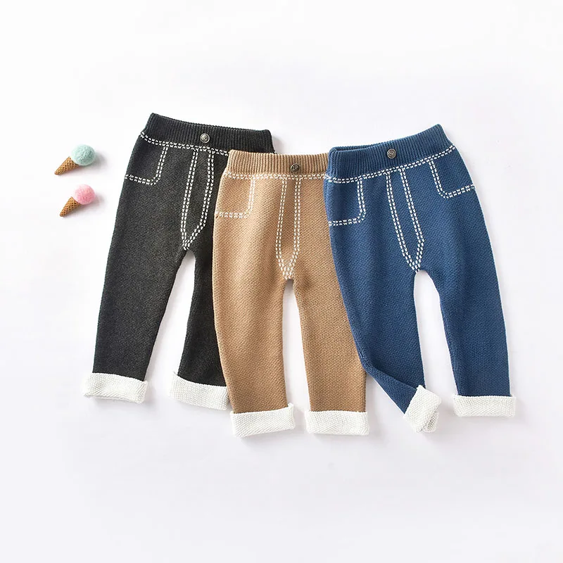Новинка осени 2021, детская одежда MILANCEL, вязаные штаны, однотонные брюки для новорожденных, Повседневный свитер для малышей, базовая одежда дл...