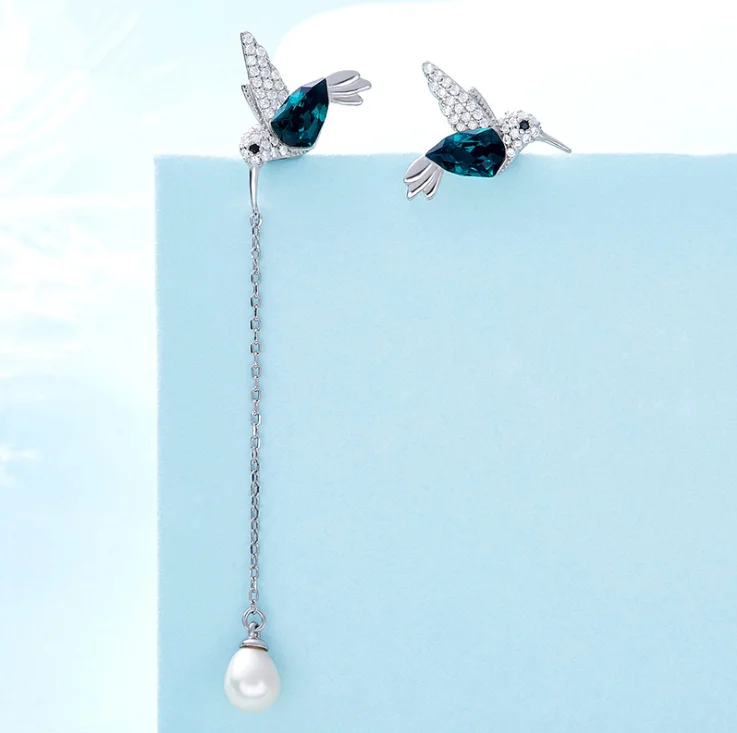 

Fashionable and Sophisticated Elegant Ladies Bird Lover Earrings Irregular Long and Short Earrings Jewelry