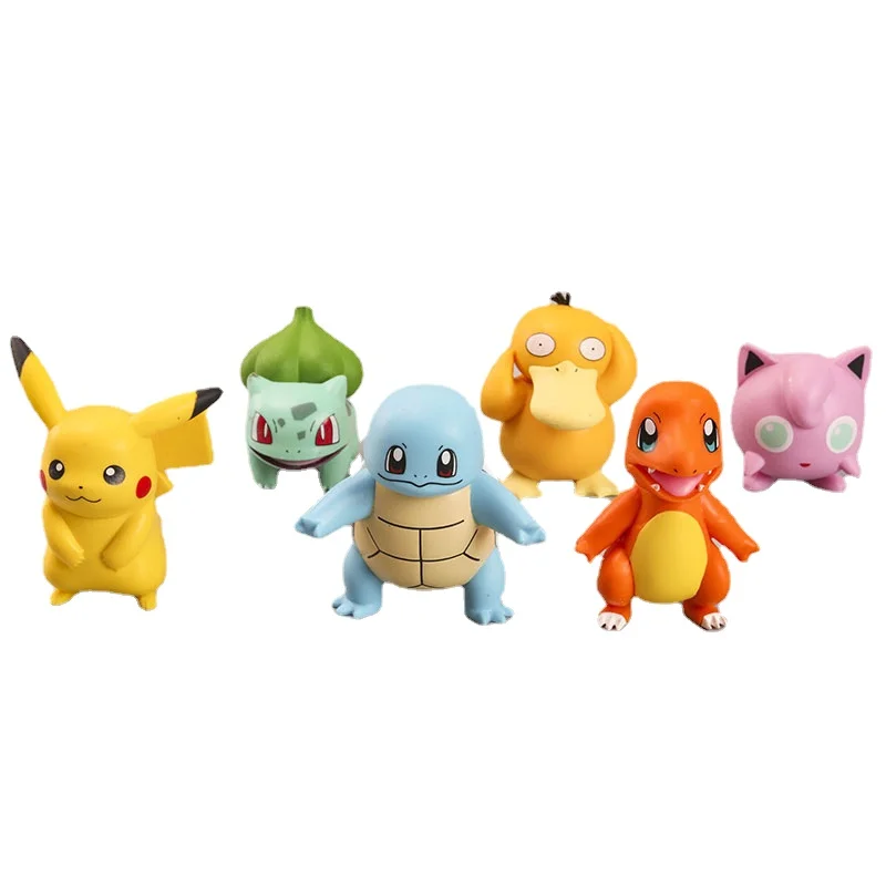 

2021Styles Pokemon Pikachu Charmander Psyduck Squirtle Jigglypuff Bulbasaur Bulbasaur Anime Figures Toys Model Kawaii Kids GIft