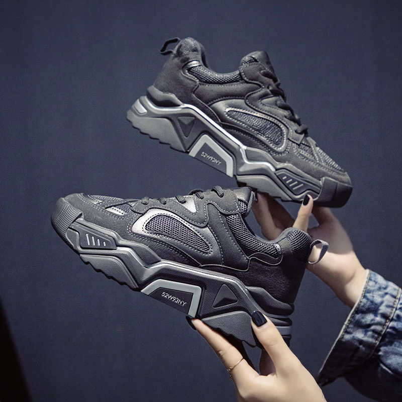 Женские кроссовки на платформе Fujin дышащие однотонные с круглым носком и толстой