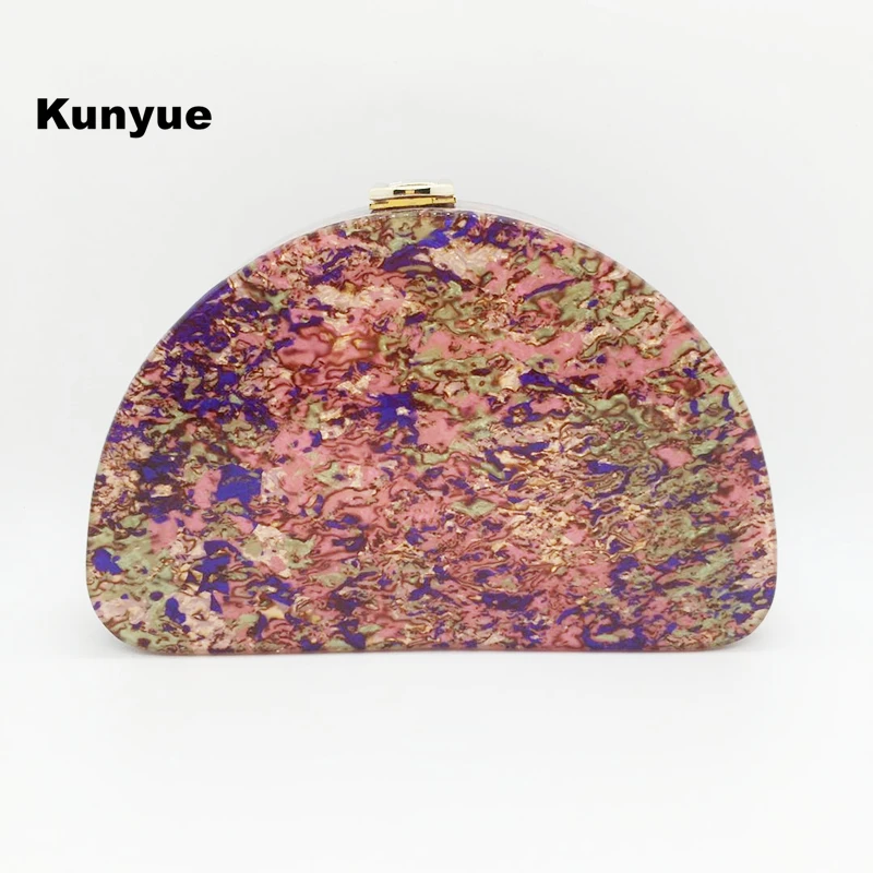 

21 брендовый дизайн, полукруглая многоцветная акриловая вечерняя сумка с блестками, винтажный женский клатч с полумесяцем, кошелек, футляр д...