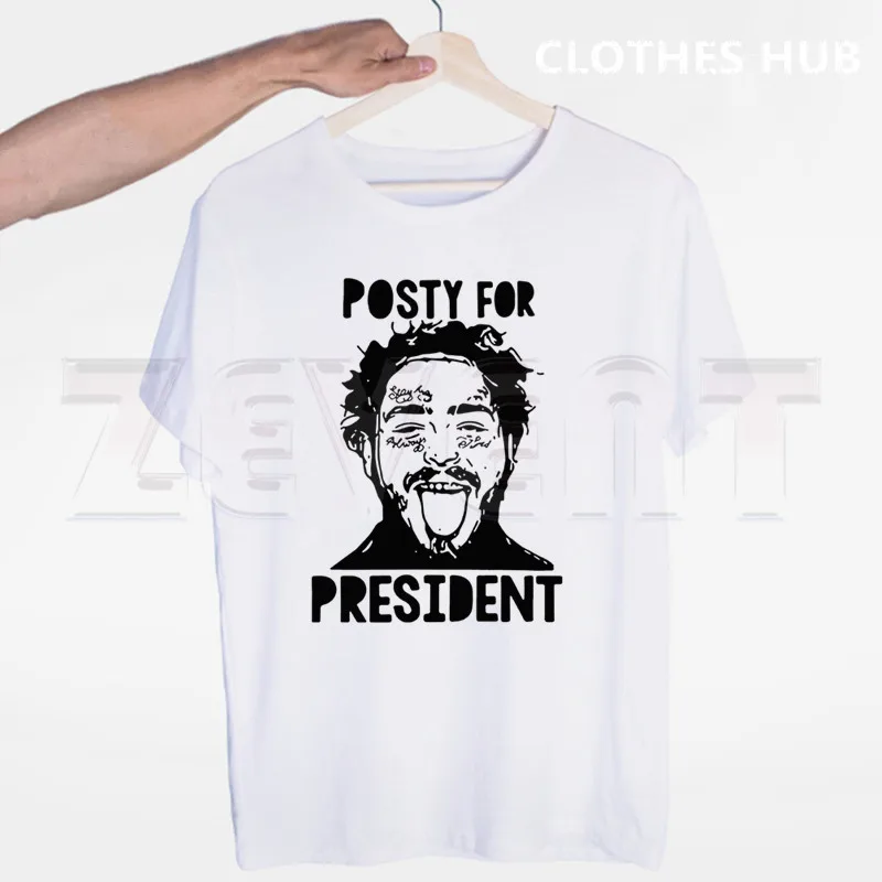 Мужская футболка Post Malone с коротким рукавом белая в стиле хип-хоп мужские футболки