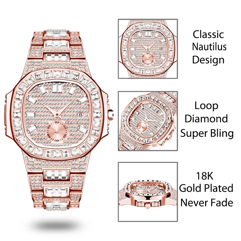 Прямая поставка мужские дизайнерские часы Patek PP Nautilus 7014 из розового золота стиль