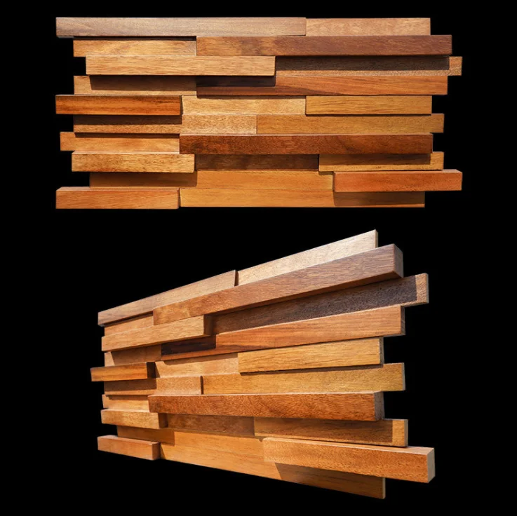 Padrão de Madeira Painel de Parede Tijolo Bloqueio Antigo Backsplash 3d Mosaico Telha Dq089 6 Pçs
