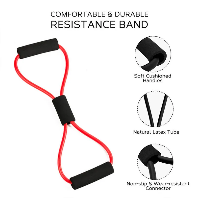 

TPE 8 Word Fitness Yoga Gum Resistance Rubber Bands Fitness Elastic Band Fitness Equipment Expander Workout Gym Exercise Train