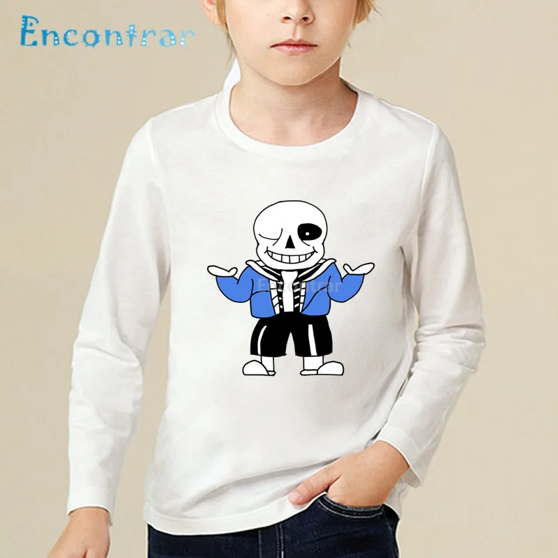 Детская забавная футболка с мультяшным принтом черепа брата Undertale Sans топы