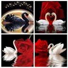 Картина с изображением лебедя на холсте, квадратная, бриллиантовая мозаика Роза