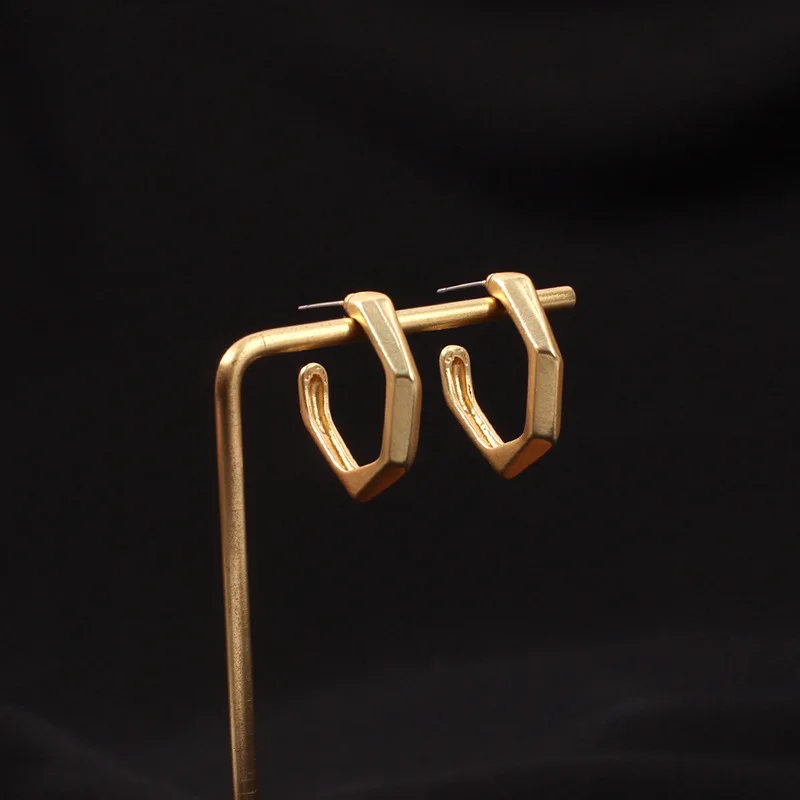 Женские маленькие шестигранные серьги кольца Винтажные золотого и серебряного