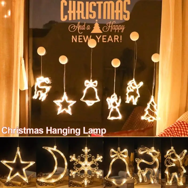 

Christmas Lights Holiday Window Decor LED Sucker Xmas Garland Home Decor Lamps Creative Christmas Decorative String Lights