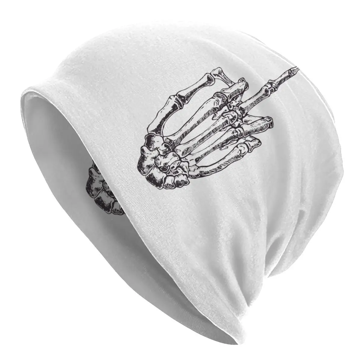 

Skeletal Middle Finger Skullies Beanies Hats Cool Autumn Winter Street Unisex Cap Adult Warm Head Wrap Bonnet Knit Hat