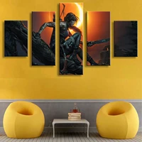 5 pieces wall art canvas painting game girl character poster modern home decoration living room modular framework pictures