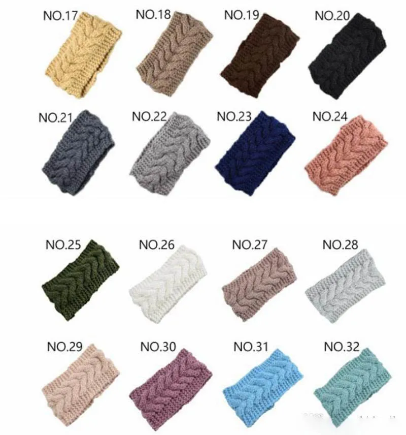 

Women Knitted Twist Headband Girls Crochet Turban Hairbands Winter Head Wrap Elastic Hair Band Winter Ear Warmer Accessories 32