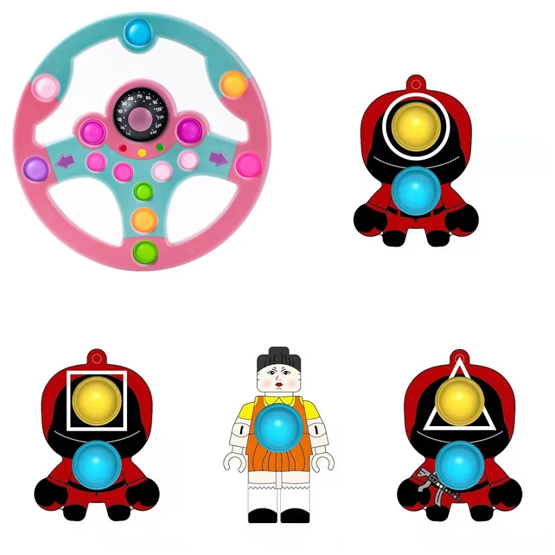 

Squid Game Colorful Finger Fidget Toy Anti Stress Relief Anxiety Simple Dimple Push Bubble Edc for Children Adults
