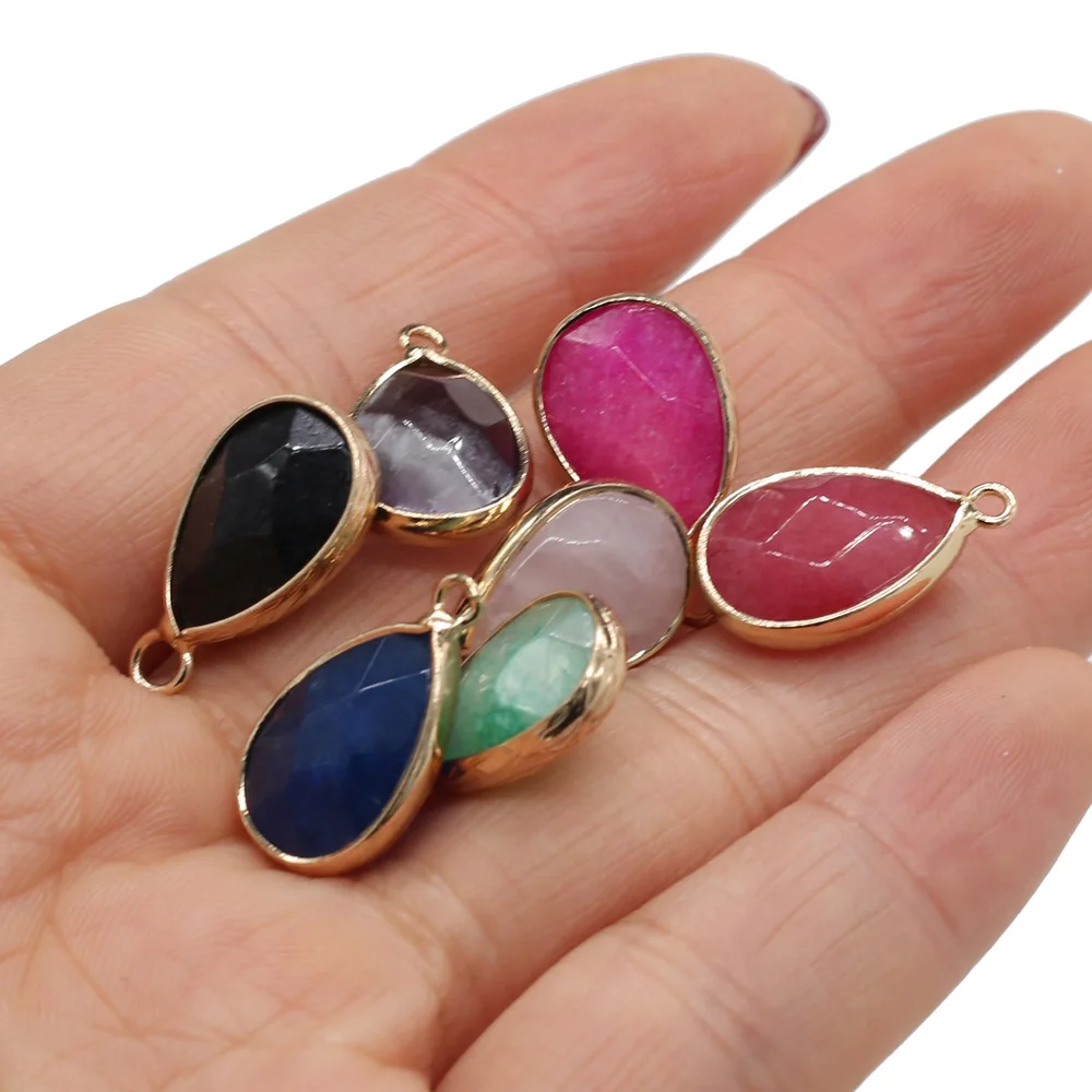 

4 pieces Natural Stone Charms Drop-Shaped Amethyst Agates Pendant for Jewelry Making DIY Necklace Bracelrt Size 11x20mm