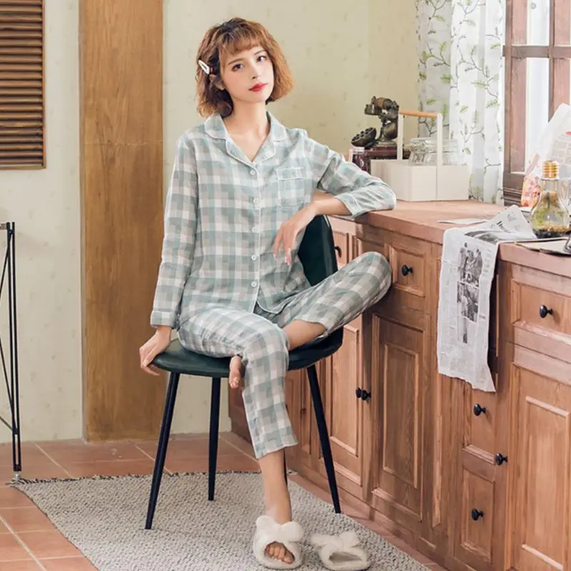 Fdfklak клетчатый Пижамный костюм хлопковые Пижамные комплекты семейная Пижама для