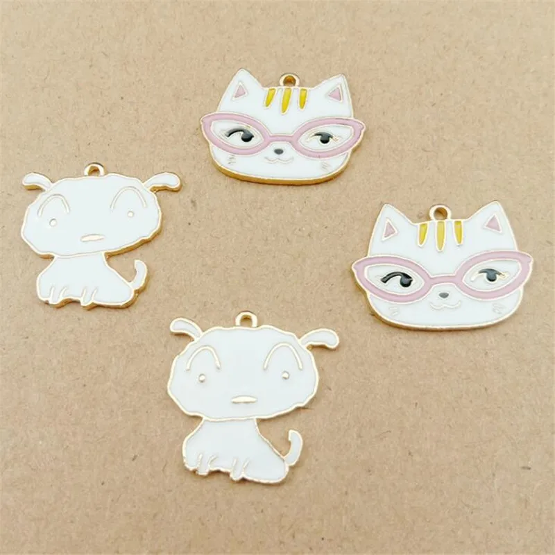 10 шт./пакет эмалью с изображением кошки собаки шармы DIY модных аксессуаров