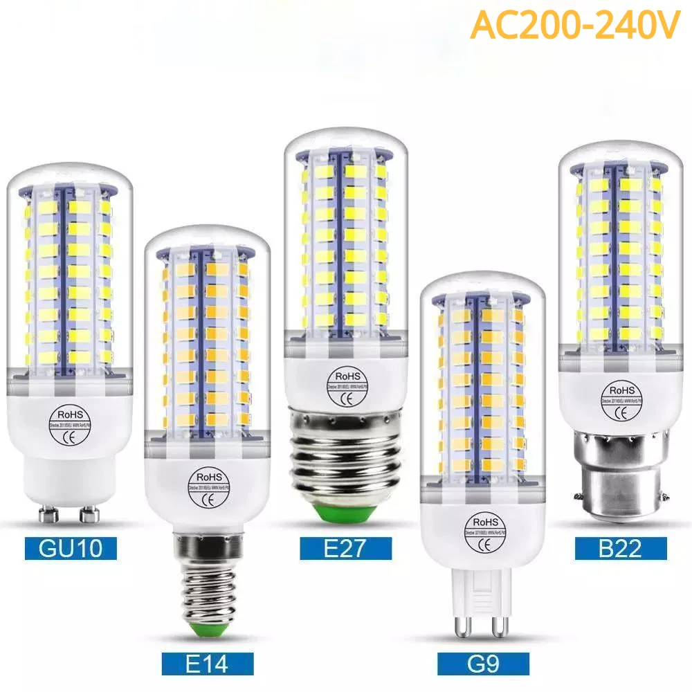 

LED Lamp E27 220V Lampara E14 Corn Bulb GU10 LED Bulb B22 24 36 48 56 69 72leds G9 Candle Light 5730SMD Home Lighting Bombillas
