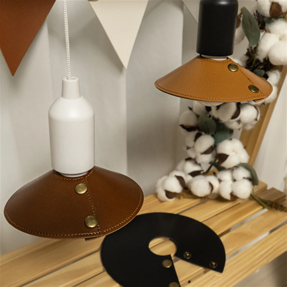 

Винтажный чехол для лампы из искусственной кожи в стиле ретро, декоративный подвесной абажур для спальни, аксессуар для защиты от пыли