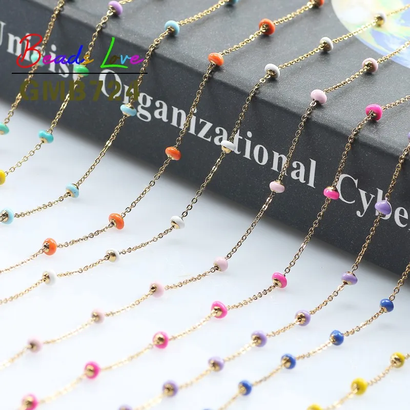 1 метровая позолоченная проволока из нержавеющей стали овальные бусины цепочки