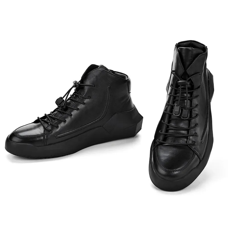 Новинка повседневные мужские ботинки из натуральной кожи в стиле Харадзюку