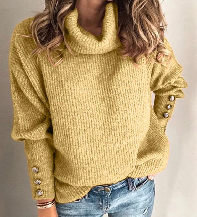 

Winter Autumn Women's Soft Turtelneck Sweater Solid Color Loose Casual Female Long Sleeve Knitted Pullover Oversize Tops
