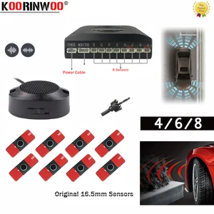 koorinwoo parktronic 468 front with back radars 16 5mm flat parking sensors step speaker buzzer 12v reverse parking assistance free global shipping