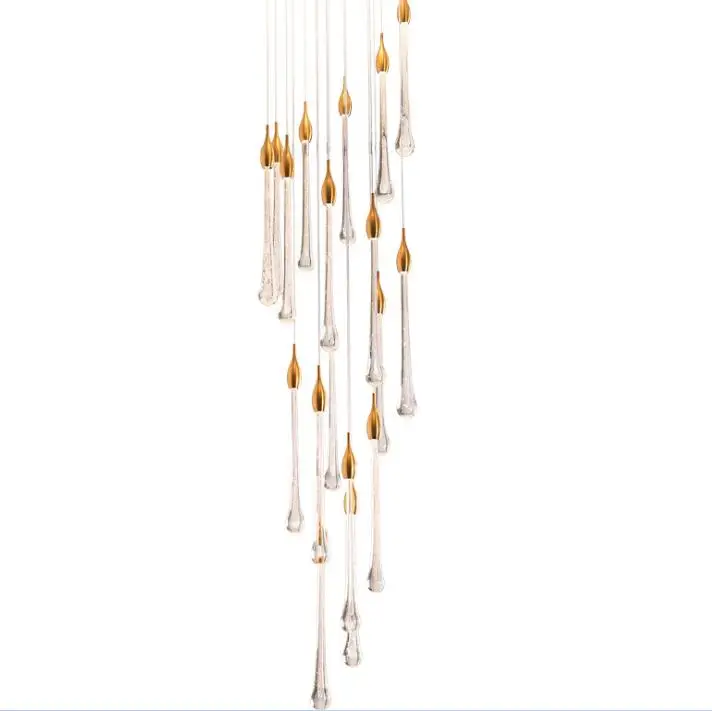 

Water drop Bubble Crystal Creative Pendant Light European-style Luxury LED Lamps Glass Indoor Lighting Restaurant Gold