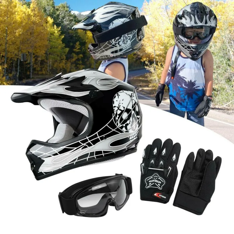 

Motorcycle Youth Kids Child helmet full face motocross casco moto Off-road Street Goggles Gloves Bike helmets ATV capacete