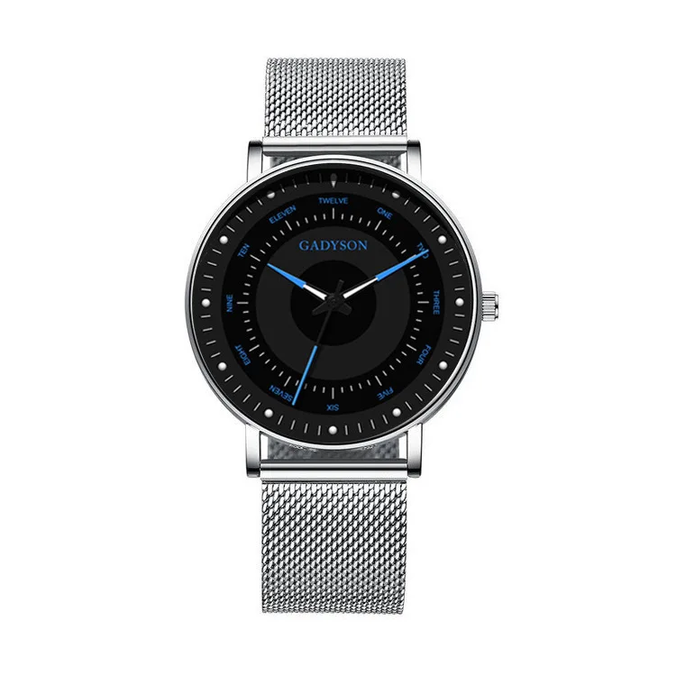 

Men's fashion casual luminous pointer watch watch quartz ultra-thin watch black steel mesh ultra-thin men's watch